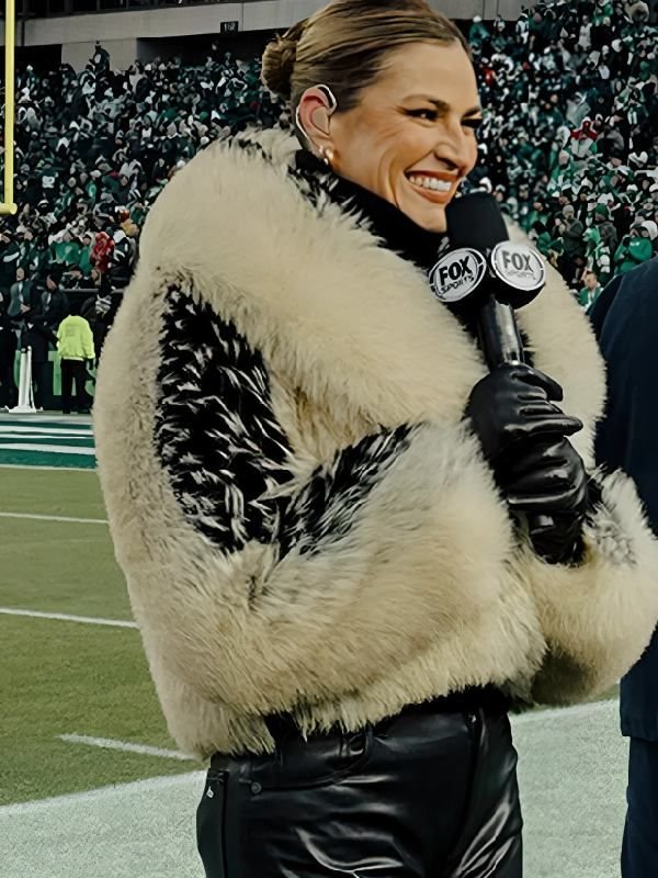 Erin Andrews 49ers vs Eagles Game Fur Coat