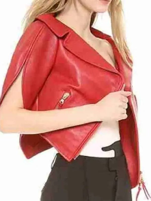 Heart Shaped Leather Jacket-Red