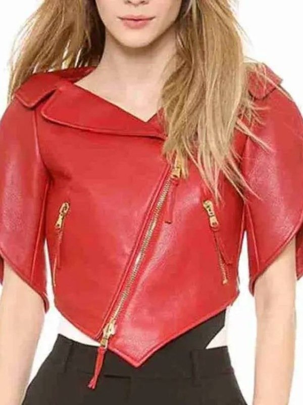 Heart Shaped Red Leather Jacket