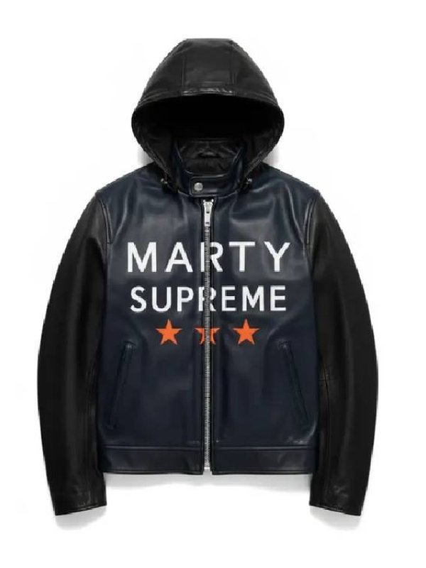 Marty Supreme Leather Hooded Jacket in Black