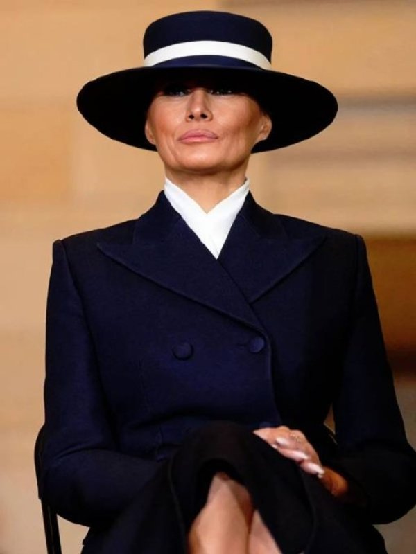Melania Trump 2026 Black Long Coat