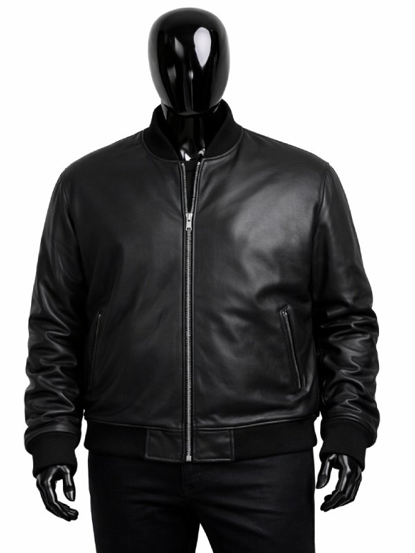 Mens Big and Tall Leather Bomber Jacket