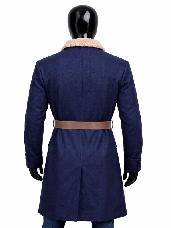 Mens Blue Walker Wool Trench Coat
