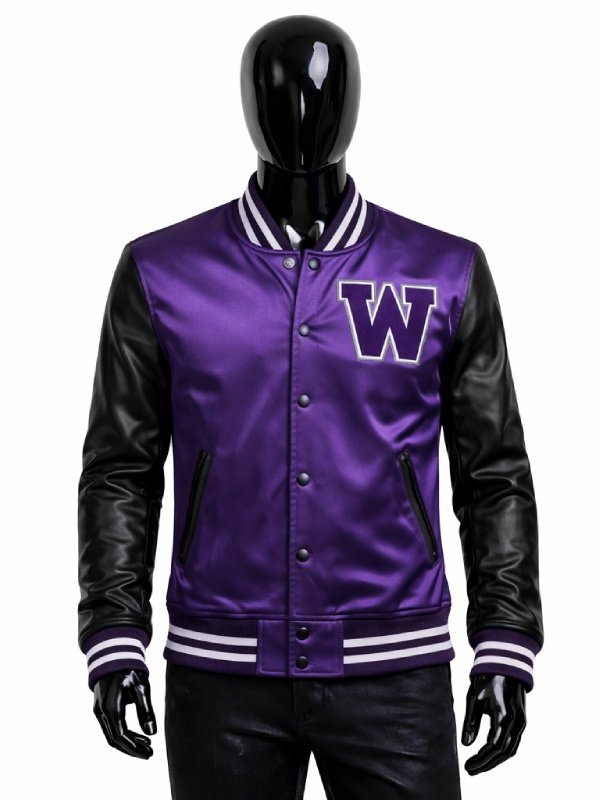 Mens Purple Letterman Jacket