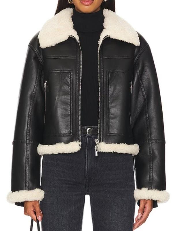 S02 Elsbeth Carra Patterson Black Sherpa Jacket
