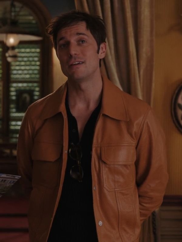 S03 Emily In Paris Lucas Bravo Brown Leather Jacket