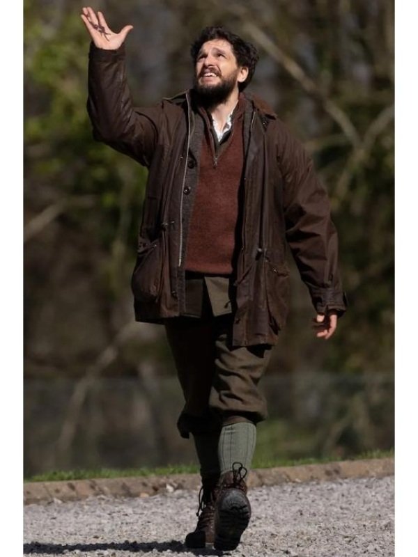 S04 Industry Kit Harington Brown Waxed Jacket