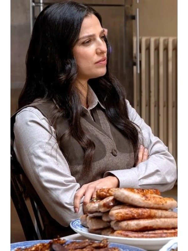 S04 Industry Marisa Abela Grey Tweed Hunting Vest