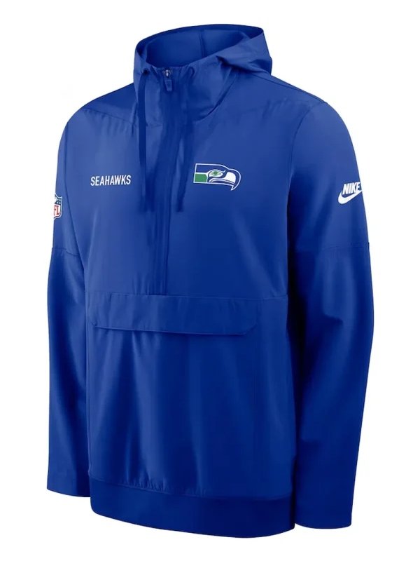 Seahawks Sideline Anorak Hoodie Jacket in Blue