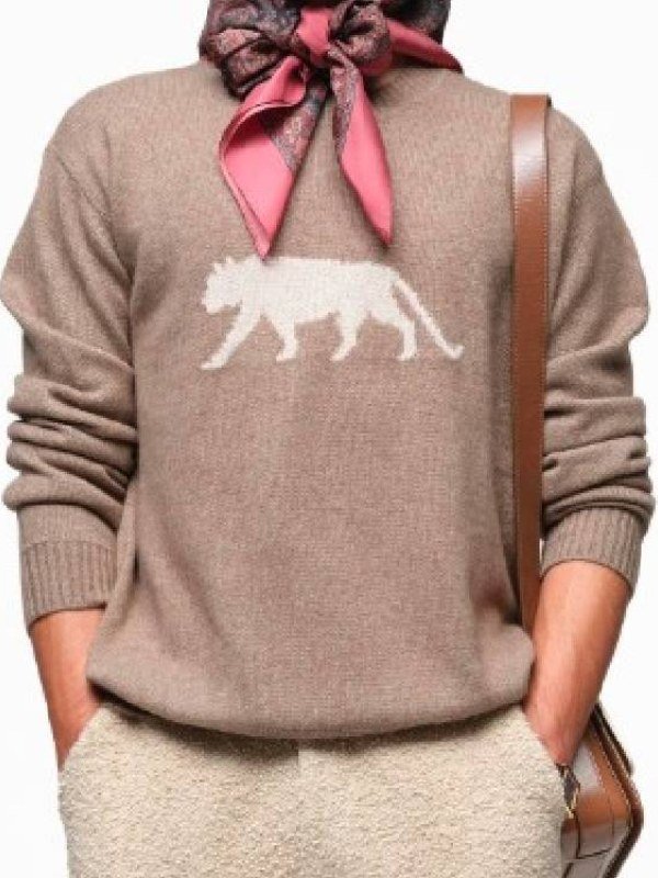 Shop The Today Show Martha Stewart Beige Tiger Cashmere Sweater