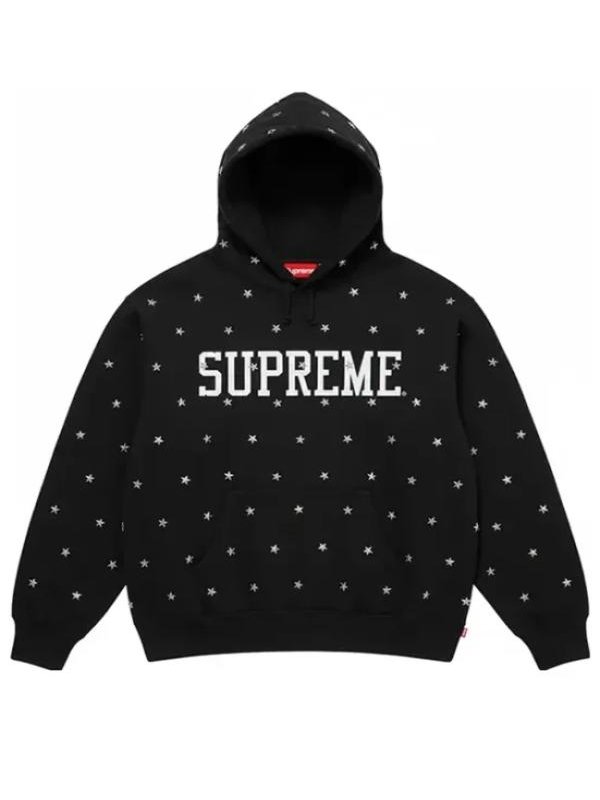 Supreme Stars Studded Hooded Sweatshirt Black