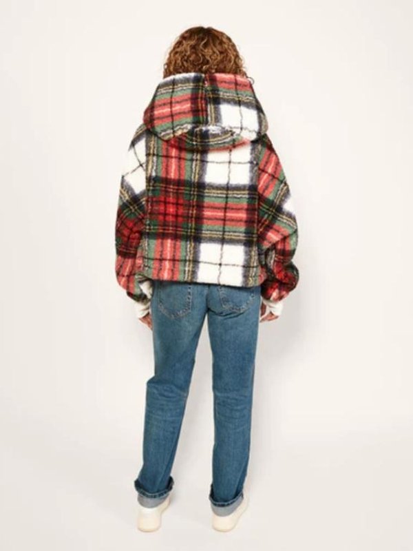 The Today Show 2025 Jill Martin Plaid Sherpa Hooded Multicolor Jacket