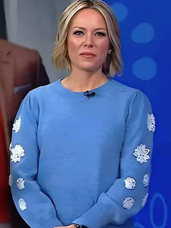 The Today Show Dylan Dreyer Blue Floral Embroidered Sweater
