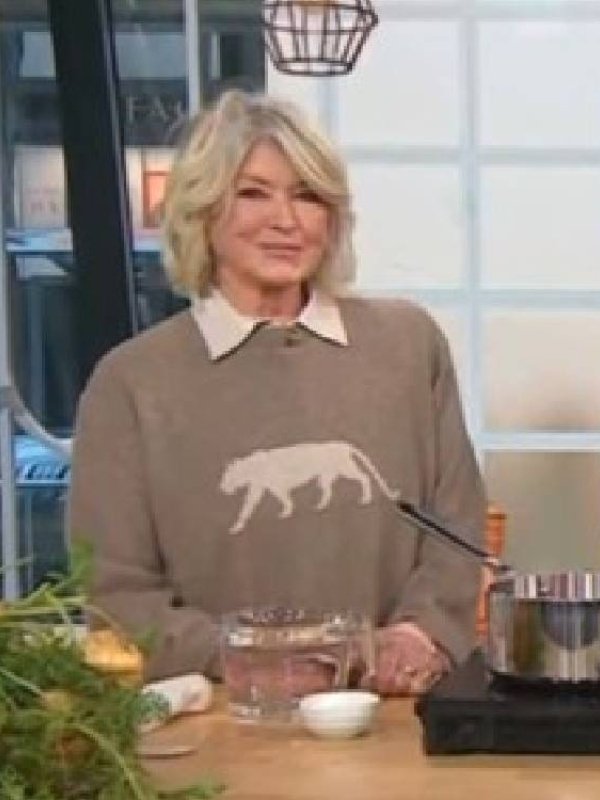 The Today Show Martha Stewart Tiger Cashmere Sweater in Beige