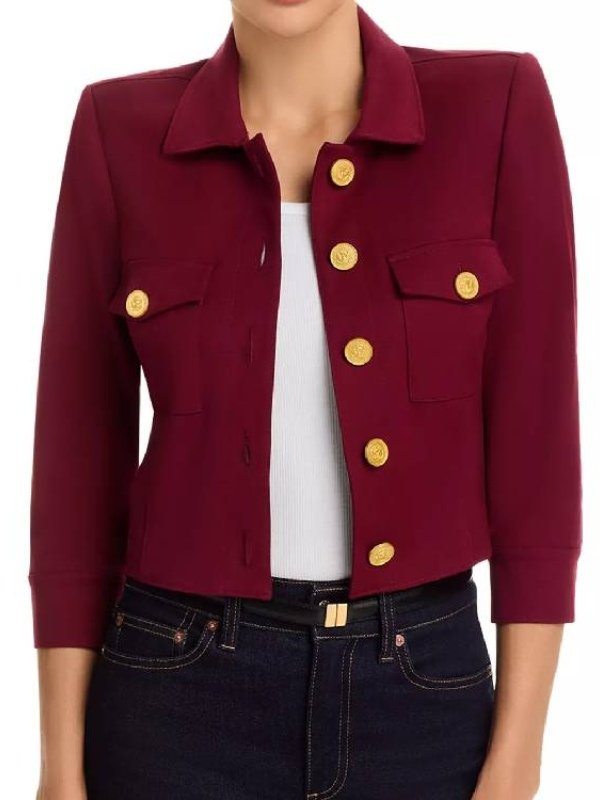 The View Joy Behar Red Gold Button Jacket Red