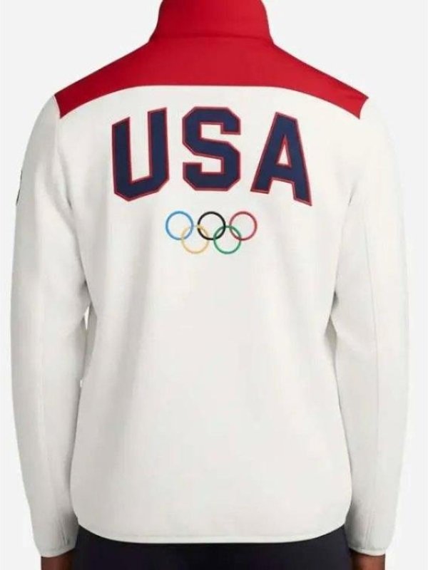 Winter Olympics Team USA 2026 White Track Zipper Jacket