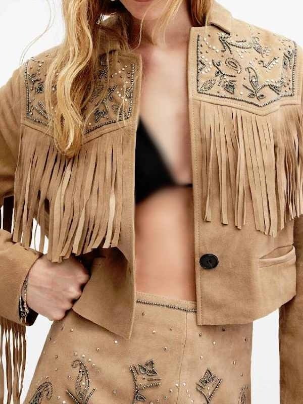 How To Get To Heaven From Belfast Bronagh Gallagher Fringed Jacket-Suede