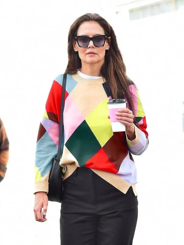 Katie Holmes Argyle Sweater