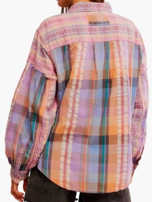 Season1 Its Not Like That Leven Miranda Plaid Shirt-Pink