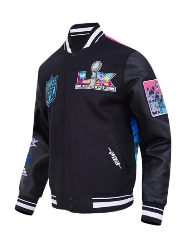 Super Bowl LX 2026 Black Wool Blend Varsity Jacket