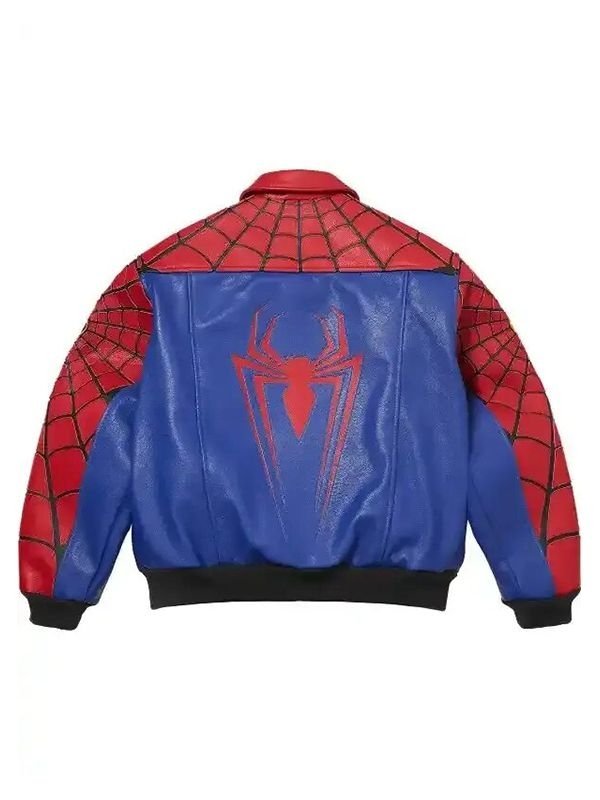 Supreme Spider Man Leather Jacket-Red