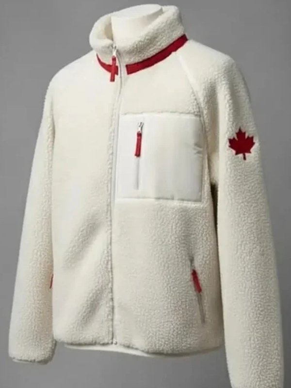 Team Canada Sherpa Fleece White Jacket