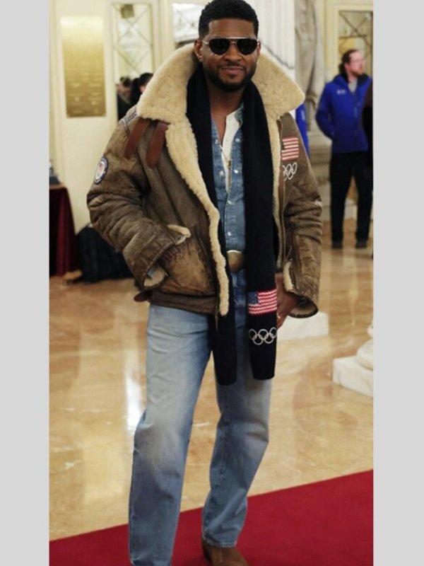 Winter Olympics 2026 Usher Shearling Leather Jacket