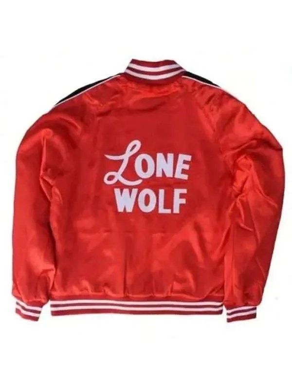 1950s Lenny Lone Wolf Red Satin Bomber Jacket