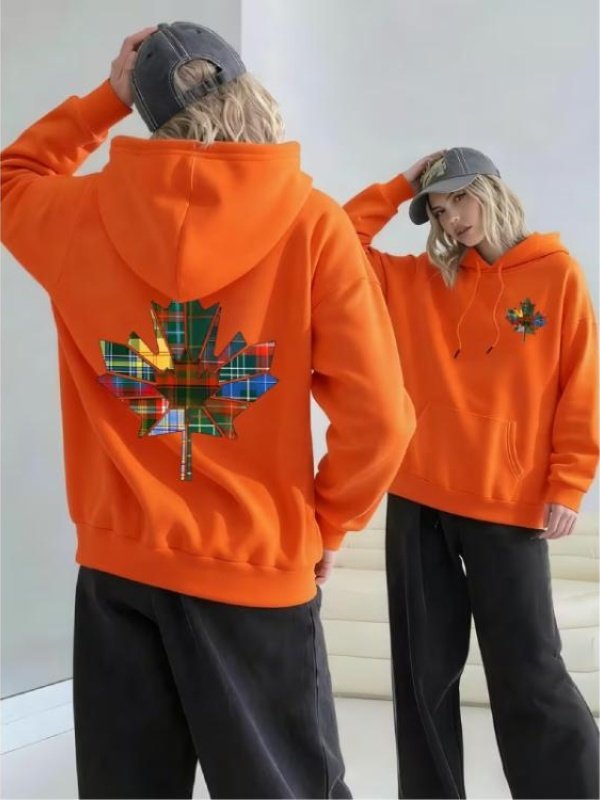 Canada Pride Tartan Leaf Print Hoodie