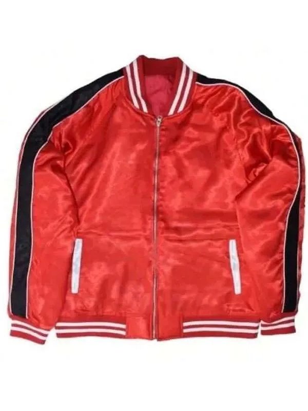 Lenny Lone 1950s Wolf Red Satin Jacket