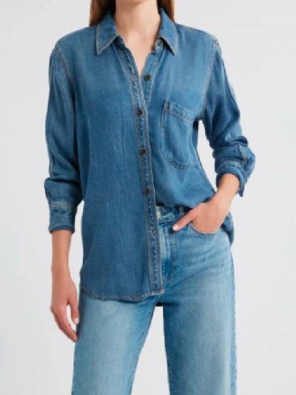 The Young and the Restless Sharon Newman Blue Denim Shirt-Blue