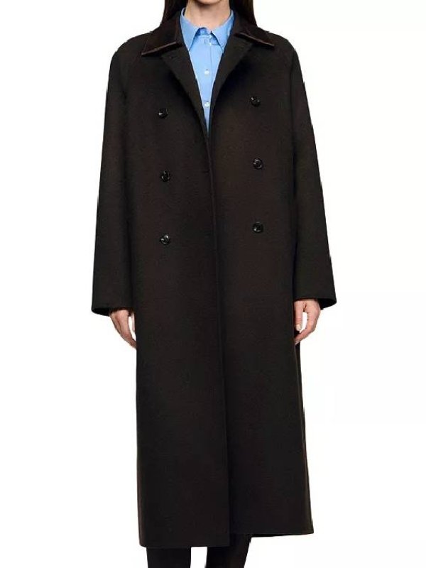 The Young and the Restless Sharon Newman Coat With Leather Collar-Brown