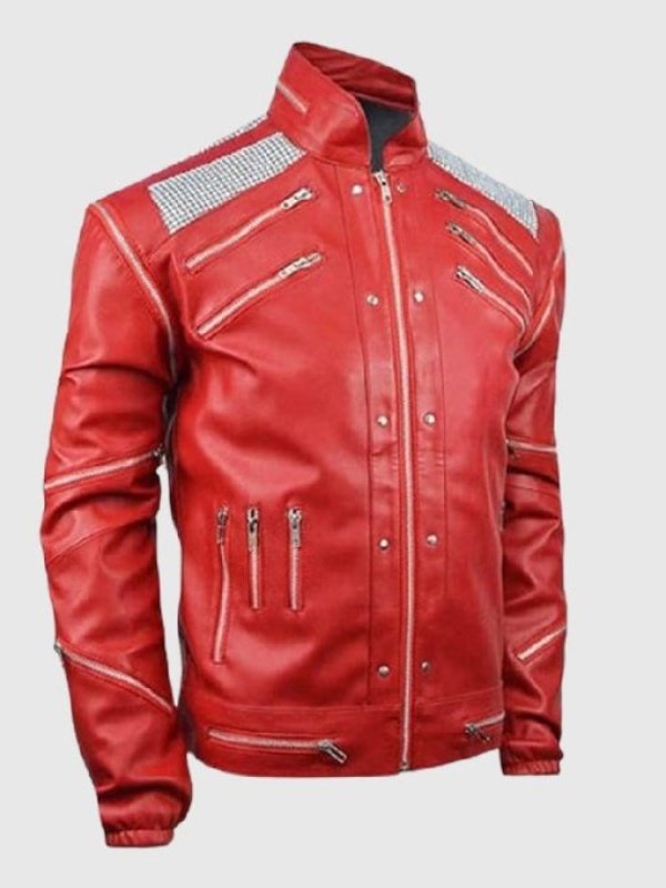 2026 Michael Jaafar Jackson Leather Jacket-Red