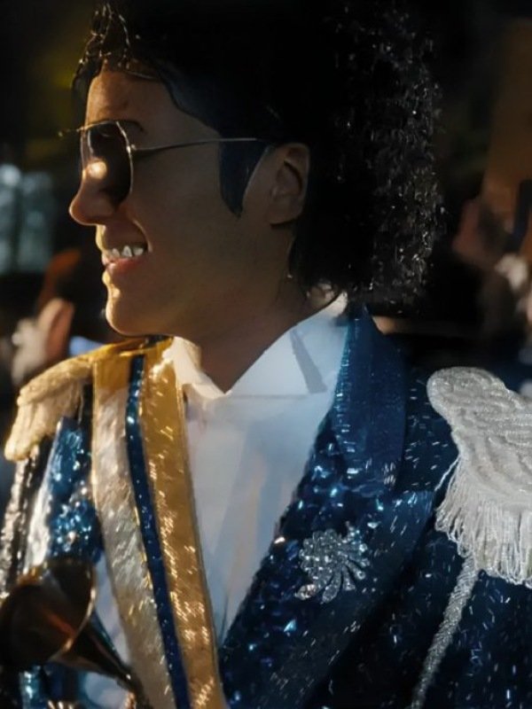 2026 Michael Movie Jaafar Jackson Blue Double Breasted Sequin Jacket