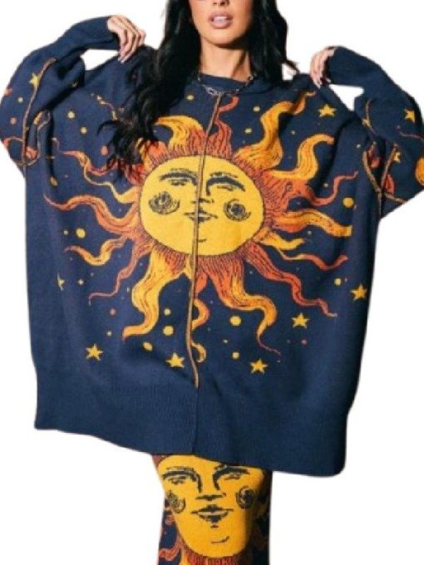 2026 The View Whoopi Goldberg Sun Print Oversized Sweater