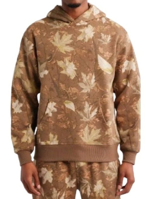 9-1-1 Season 09 Harry Grant Tan Leaf Printed Hoodie-Pullover