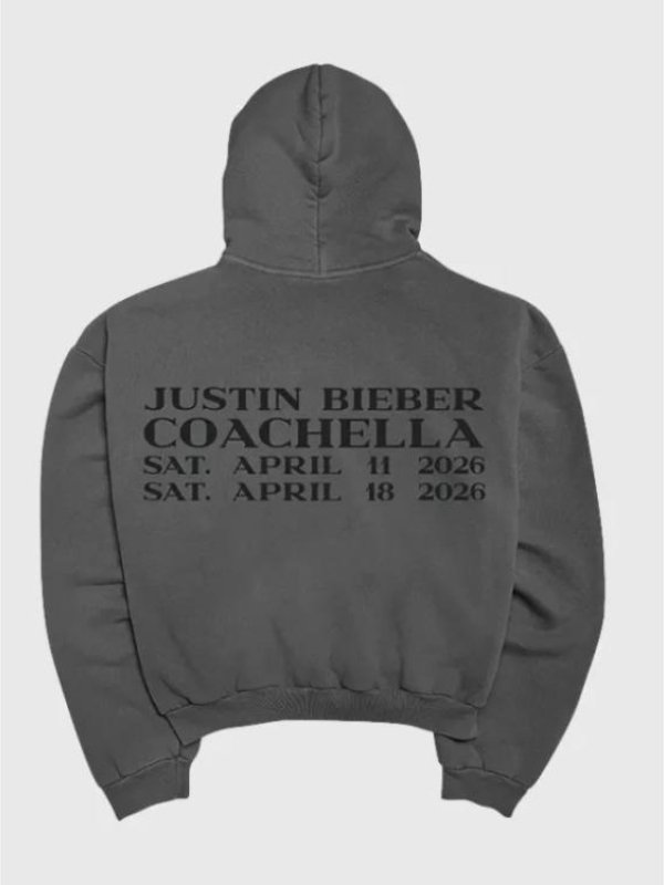 Coachella 2026 Justin Bieber SWAG Charcoal Grey Hoodie-Unisex