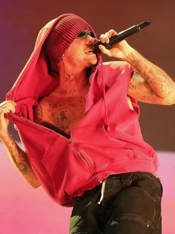 Justin Bieber Newport Zipper Hoodie-Red