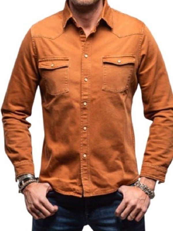 Marshals Kayce Dutton Denim Shirt-Orange