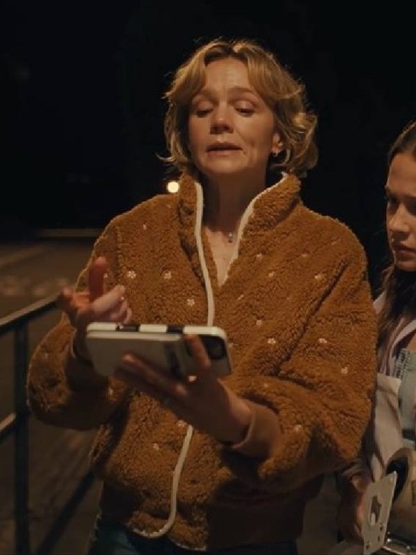 Season2 Beef Carey Mulligan Sherpa Fleece Brown Jacket