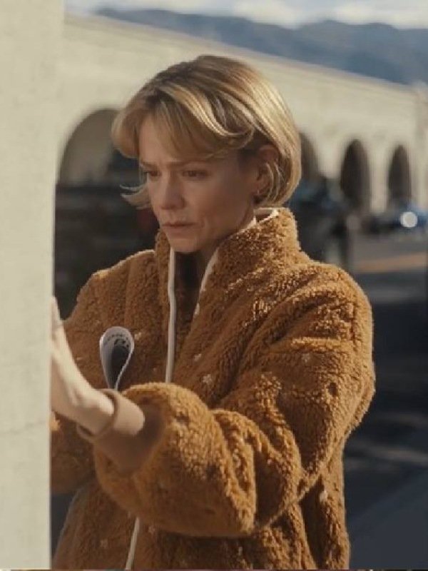 Season2 Beef Carey Mulligan Sherpa Fleece Jacket-Brown
