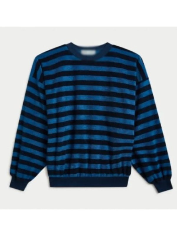 Shrinking Season 03 Christa Miller Blue and Black Striped Sweatshirt