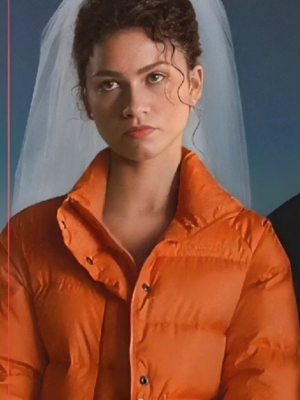 The Drama 2026 Zendaya Orange Puffer Jacket
