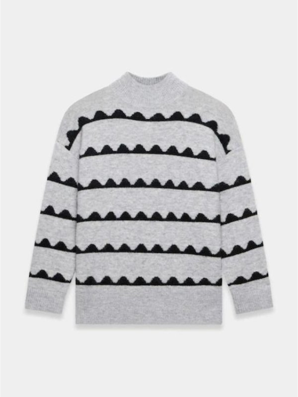 Season01 Shannon TV-Series Mint Emma Laird Scallop Print Fleece Sweater