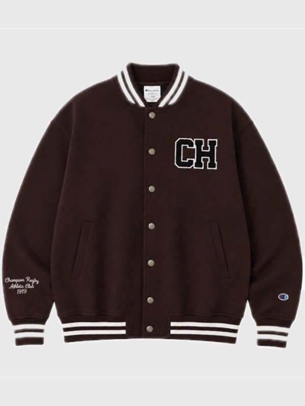 2026 BTS TAEHYUNG Champion Brown Varsity Jacket