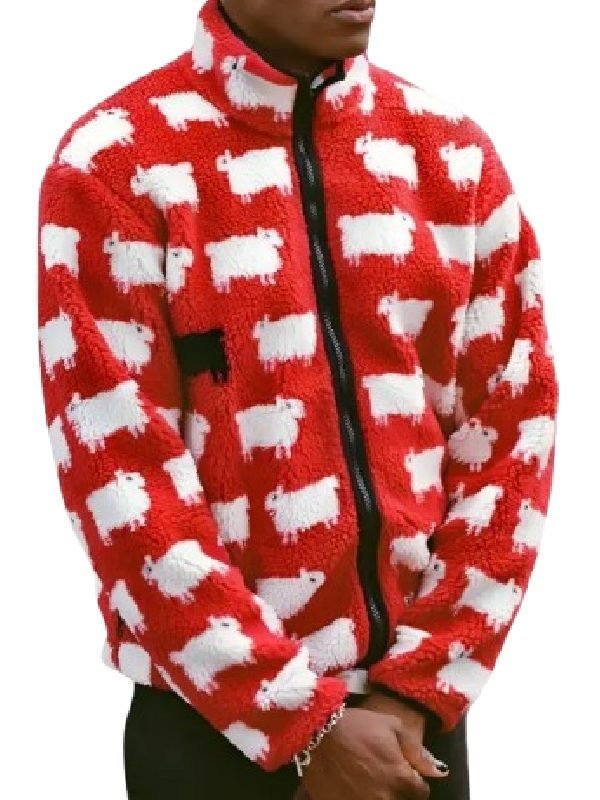Princess Diana Black Sheep Red Wool Jacket