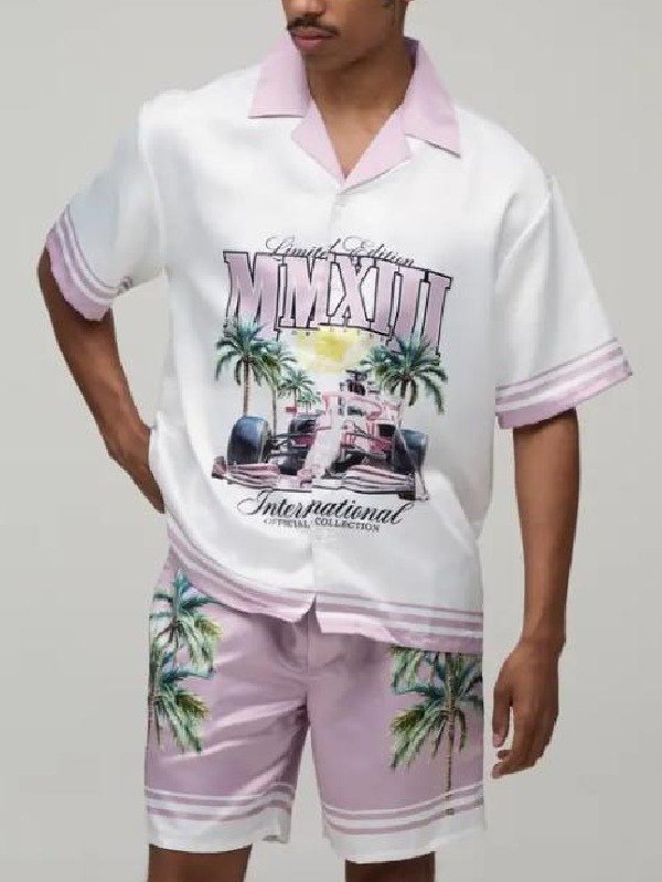 TOWIE Season 37 2026 Harry Derbidge Moto Print Satin Shirt