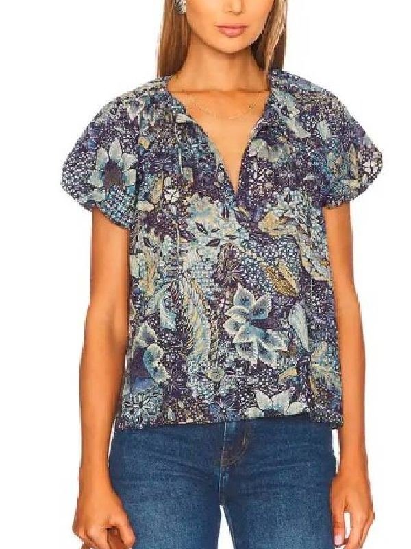 The Young and the Restless Sharon Newman Floral Printed Tie Neck Top
